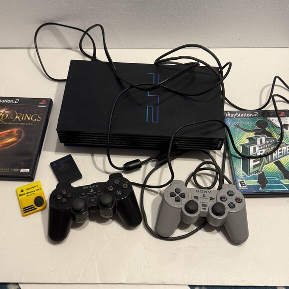 Sony PlayStation 2 [SCPH-39001] Fat Console w/ Power Cord & Controllers/ 2 Games - Picture 1 of 16